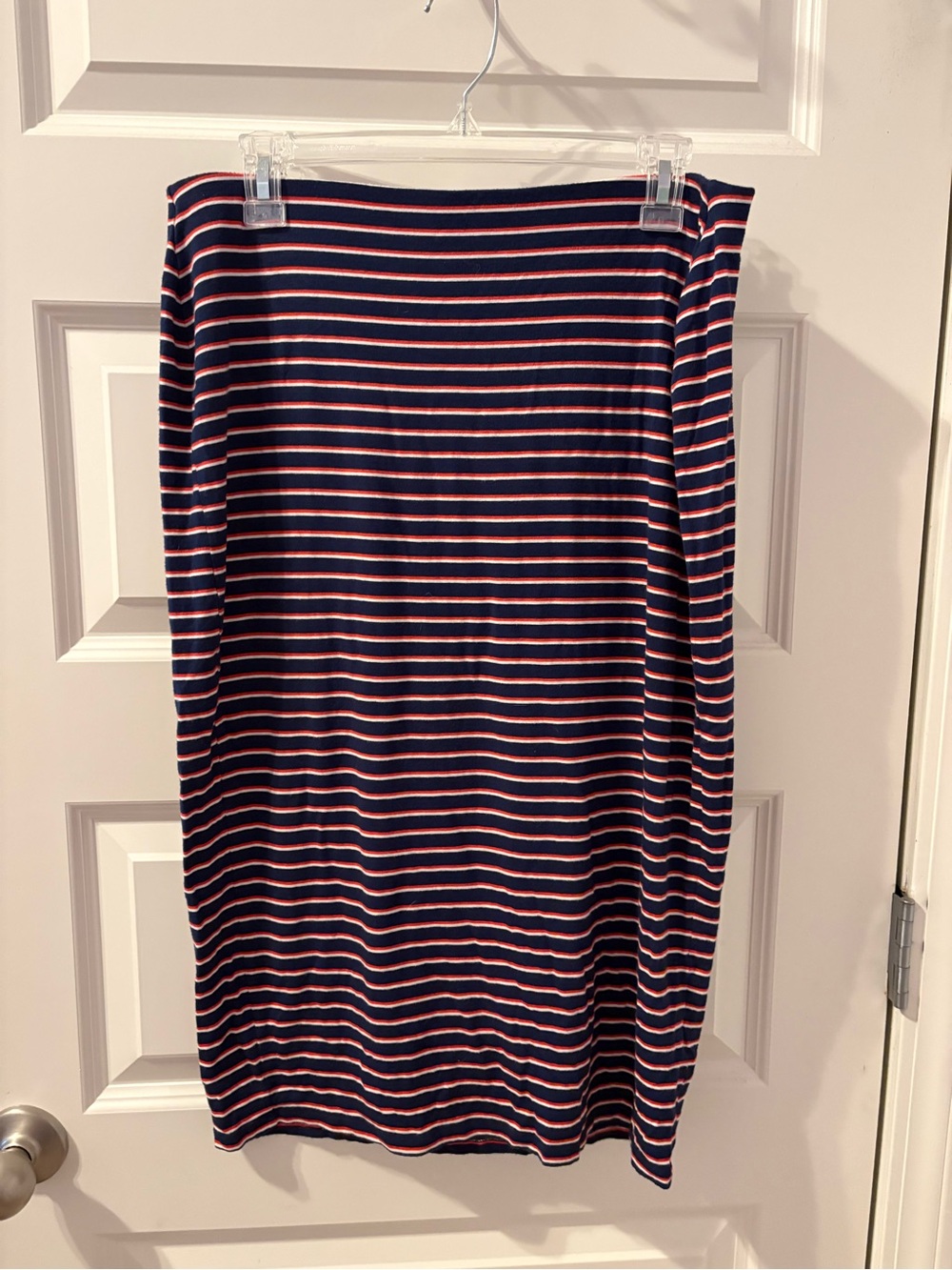 Striped Navy and Red Pencil Skirt
